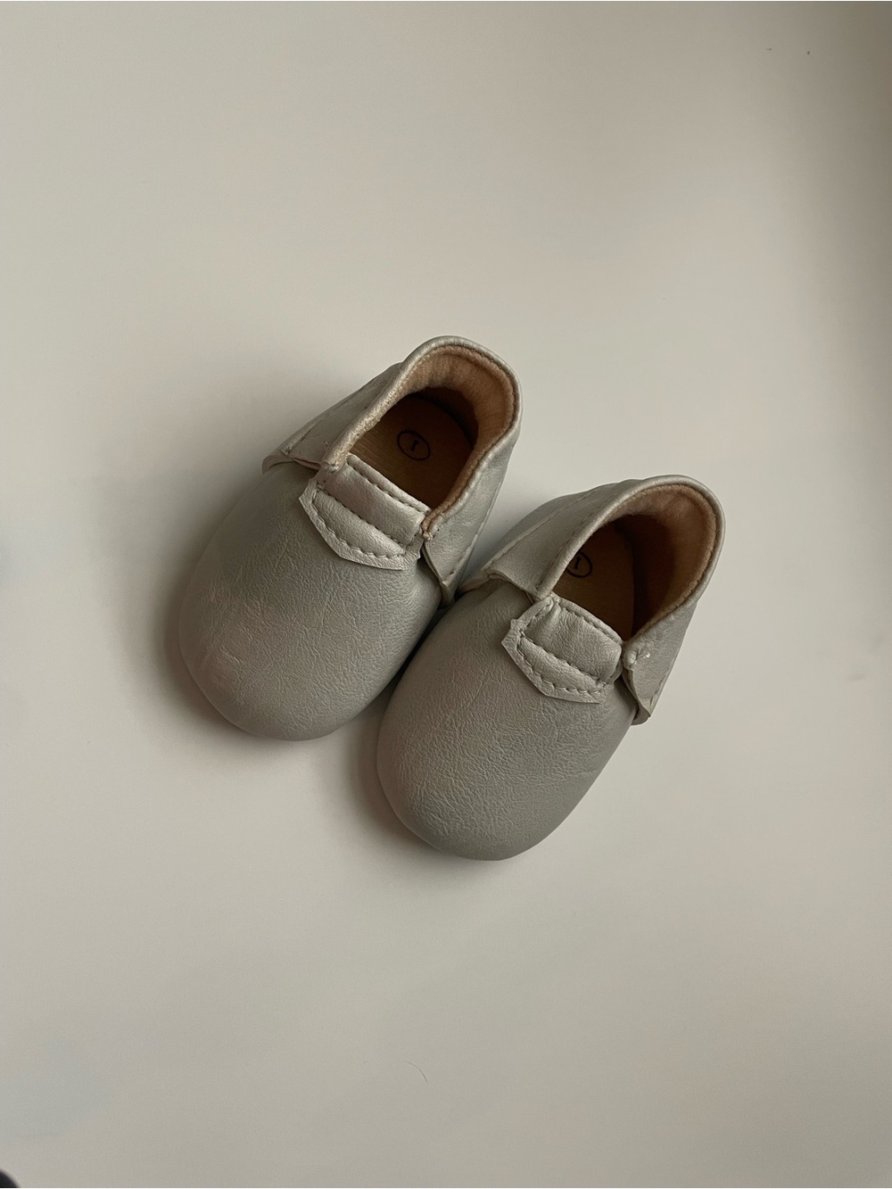 Sweet n Swag Leather Neutral Gray Kids Moccasin Slip-On Shoes